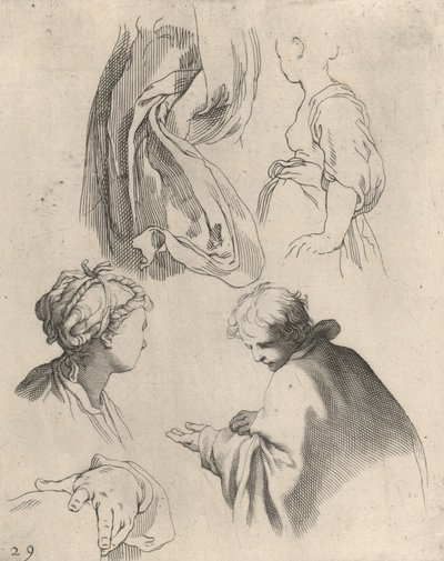 Figuuritutkimukset, piirustuskirjasta, 1650-56. tekijältä Frederick Bloemaert