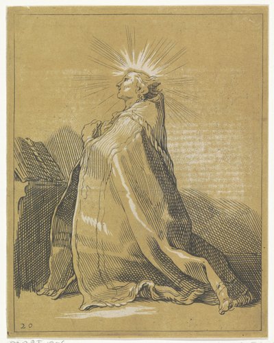 Polvistuva pyhä rukouksessa tekijältä Frederick Bloemaert