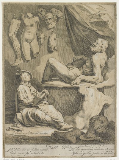 Alkuperäisen ja tunnetun suunnittelupiirustuskirjan nimilehti Nimisivu: Abraham Bloemaert, alkuperäinen ja tunnettu konstryk-piirustuskirja. Osa 1 tekijältä Frederick Bloemaert