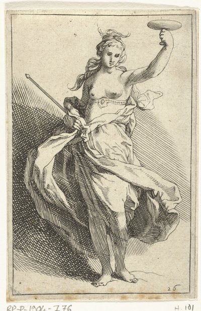 Nainen maljan ja valtikka kanssa Pienet hahmot (sarjan nimi) tekijältä Frederick Bloemaert