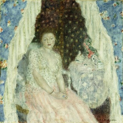 Study for "Blue Curtains", n. 1924 (öljy kankaalle) tekijältä Frederick Carl Frieseke