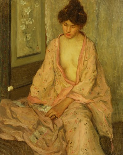 Vaaleanpunainen kimono tekijältä Frederick Carl Frieseke