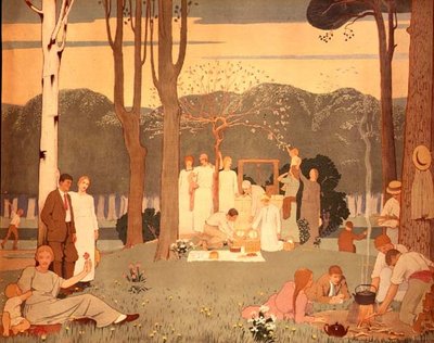 Piknik-kohtaus (juliste) tekijältä Frederick Cayley Robinson