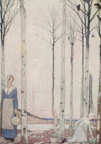 Kveekaripyhimykset: Pale Windflowers (värilitografia). tekijältä Frederick Cayley Robinson