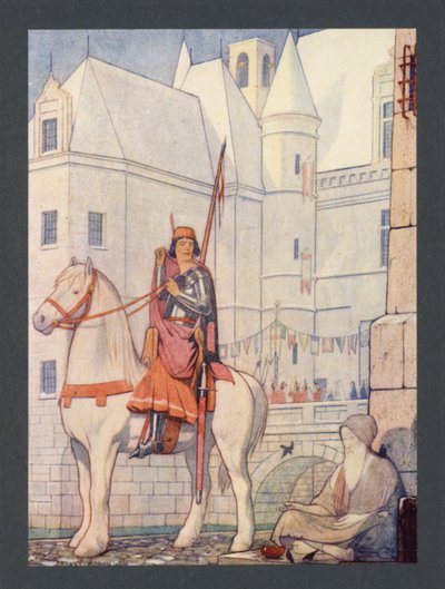 Pyhä Martinus, 4. vuosisata, juhla 11. marraskuuta (värilitografia) tekijältä Frederick Cayley Robinson