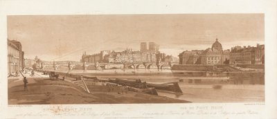 Näkymä Port Neufiin, joka on osa Louvrea, Notre Dame ja College of Four Nations, 1803; Kilpi 7 Pariisin Viewsista, Emanuel Volume -jäljitys levystä B1981.25.2616 tekijältä Frederick Christian Lewis the Elder