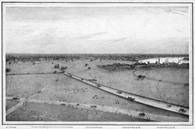 Panoraama Kalkuttaan, Intia, 1840-luku tekijältä Frederick Fiebig