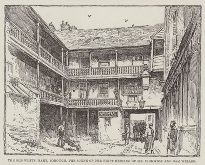 Old White Hart, Borough, kohtaus herra Pickwickin ja Sam Wellerin ensimmäisestä tapaamisesta tekijältä Frederick George Kitton