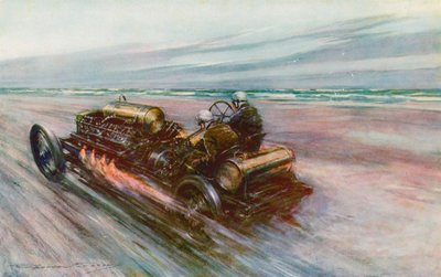 Kuuluisa "200" Darracq, jolla Sir Algernon Guinness, Bart, saavutti 120 mph vuonna 1908 (väri litho) tekijältä Frederick Gordon (after) Crosby