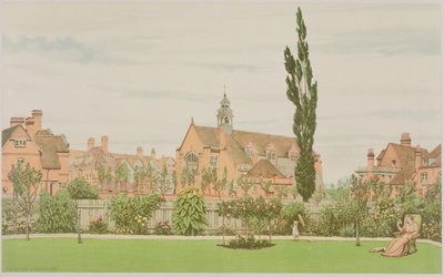 Kirkko ja pappila, Bedford Park, 1881 tekijältä Frederick Hamilton Jackson