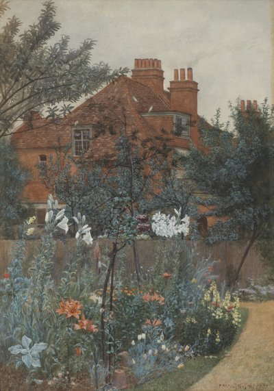 Näkymä puutarhaan Bedford Parkissa, 1885 tekijältä Frederick Hamilton Jackson