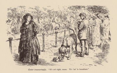 "Kaikki on hyvin, äiti. E on syönyt aamiaisensa" (litterointi). tekijältä Frederick Henry Townsend