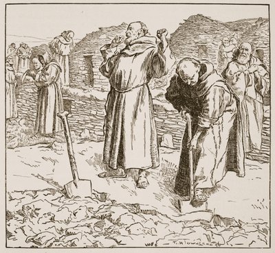 Luostaritalous, kuvitus teoksesta "The Church of England: A History for the People", kirjoittanut H.D.M. Spence-Jones, pubi. n. 1910 (litho) (seepiavalokuva) tekijältä Frederick Henry Townsend