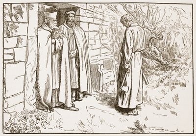 Owini luostarissa, kuvitus teoksesta "The Church of England: A History for the People", kirjoittanut H.D.M. Spence-Jones, pubi. n. 1910 (seepiavalokuva) tekijältä Frederick Henry Townsend