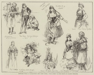 Sketsejä M Planquetten uudesta komediallisesta oopperasta Paul Jones Walesin prinssi-teatterissa. tekijältä Frederick Henry Townsend