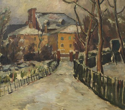 Maisema lumen alla, n. 1920 (öljy kankaalle) tekijältä Frederick James Porter