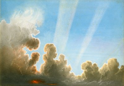 Ukkosmyrsky kulkee Black Countryn yli, auringonlasku (wc ja kynä paperille) tekijältä Frederick Joseph Butler Lines