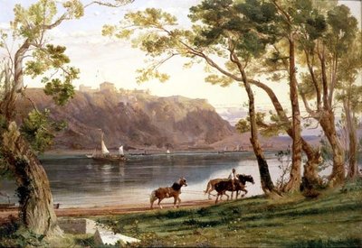 Jokimaisema proomuhevosineen tekijältä Frederick Lee Bridell