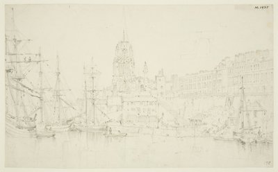 St Mary Redcliffe ja Redcliffe Wharf Prince Street Bridgestä tekijältä Frederick Mackenzie
