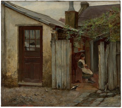 Tyttö linnun kanssa King Streetin leipomossa, 1886 tekijältä Frederick McCubbin