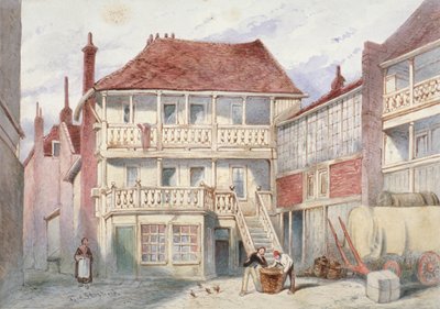Näkymä French Horn Tavernille, Holborn, Lontoo, 1840 tekijältä Frederick Napoleon Shepherd
