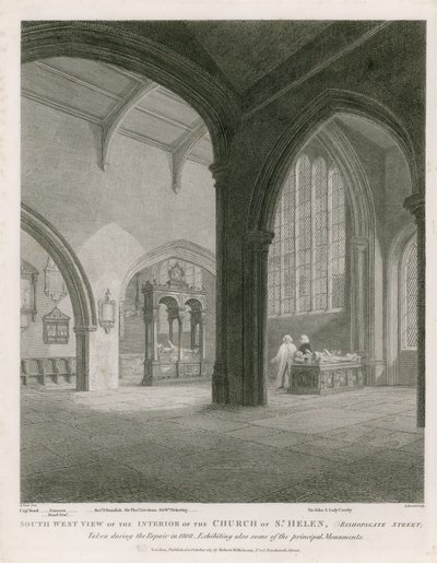 Pyhän Helenin kirkko, Bishopsgate Street, Lontoo tekijältä Frederick Nash