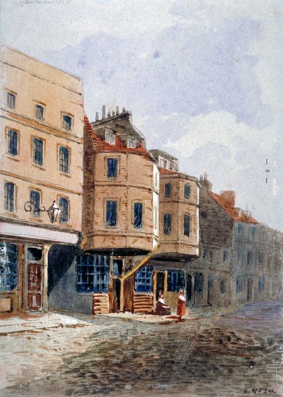 Näkymä Oliver Cromwellin talosta, Clements Lane, Westminster, Lontoo, c1840 tekijältä Frederick Nash