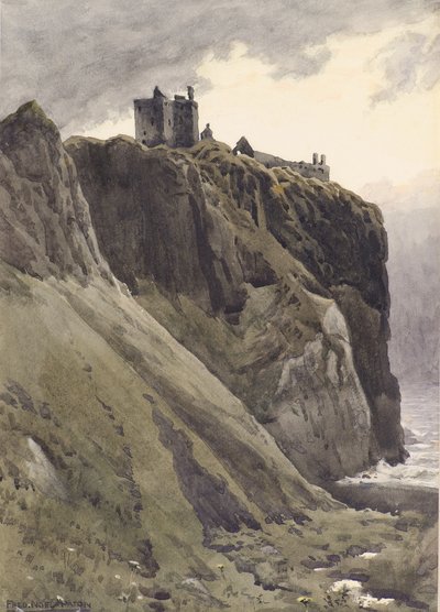 Vanha linna, Dunottar (akvarelli) tekijältä Frederick Noel Paton