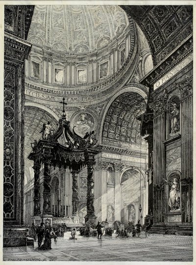 Pietarinkirkko, Rooma, Italia, Sisäkuva, 1878. tekijältä Frederick P Dinkelberg