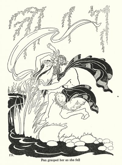 Pan tarttui häneen, kun hän kaatui (litografia) tekijältä Frederick Richardson