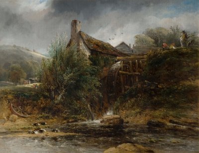 Vesimylly lähellä Totnesia, Devon, 1834. tekijältä Frederick W Watts