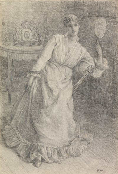Neiti Maria Ansdell (kynä paperille asetettuna kortille) tekijältä Frederick Walker