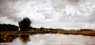 Yare-joki Thorpen kohdalla Norwichin lähellä, noin 1820-21 (öljy kankaalle). tekijältä Frederick Waters Watts