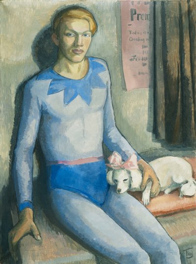 Harlekiini koiransa kanssa (öljy kankaalle) tekijältä Frederick Wilhelm Jacobsen