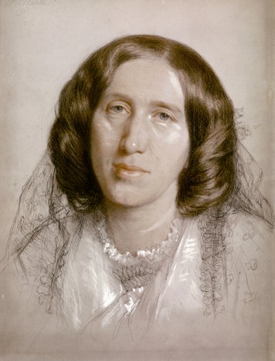 George ELIOT, muotokuva 1865 (paperi, liitu) tekijältä Frederick William Burton