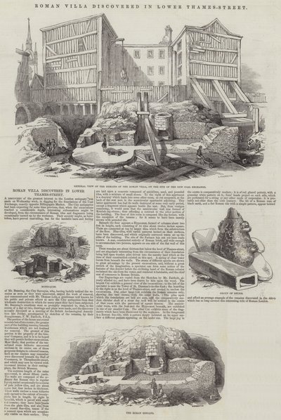 Roman Villa löydettiin Lower Thames-Streetistä tekijältä Frederick William Fairholt