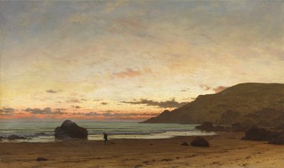 Rannikkokohtaus miehen ja koiran kanssa, 1886 tekijältä Frederick William Meyer
