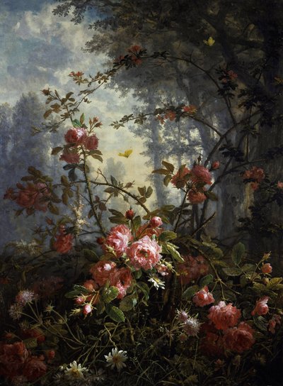 Ruusujen ja perhosten tutkimus Ernest Ludolf Meyerin (1848-1922 Saksa) maalaus Yksityiskokoelma tekijältä Frederick William Meyer
