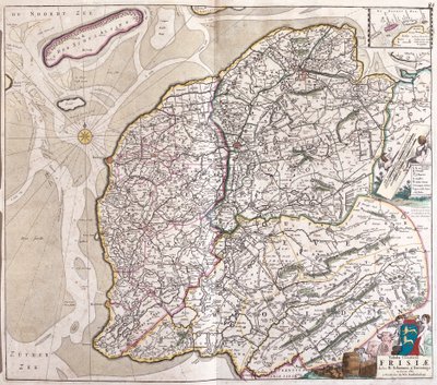 Frieslandin kartta (Saksa) (etsaus tekijältä Frederick de Wit