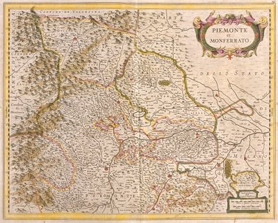 Piemontin kartta (Italia) (etsaus tekijältä Frederick de Wit