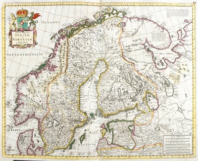 Ruotsin ja Norjan kartta (etsaus tekijältä Frederick de Wit