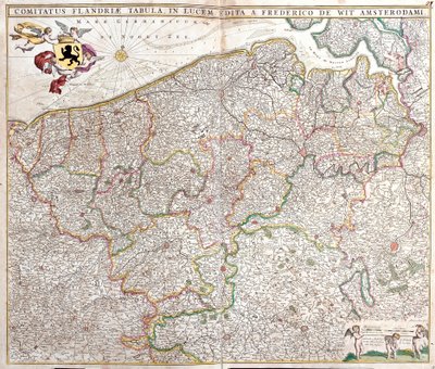 Flanderin kreivin kartta (Ranska ja Belgia) (etsaus tekijältä Frederick de Wit