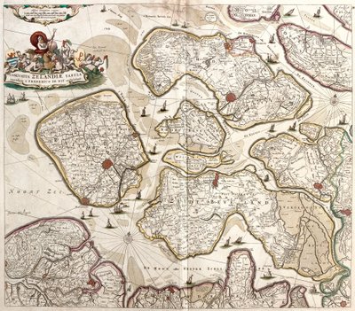 Zelanden kreivin kartta (Alankomaat) (etsaus tekijältä Frederick de Wit