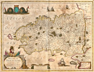 Bretagnen herttuakunnan kartta (Ranska) (etsaus tekijältä Frederick de Wit