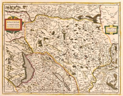 Franche Comten (Ranska) kartta (etsaus tekijältä Frederick de Wit
