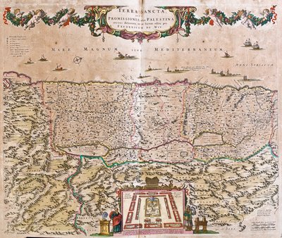 Pyhän maan kartta (Israel, Palestiina) (etsaus tekijältä Frederick de Wit