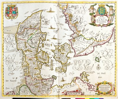 Tanskan kuningaskunnan kartta (etsaus tekijältä Frederick de Wit