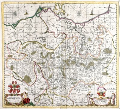Kartta Brandenburgin (Saksa) markkrahvaattista (etsaus tekijältä Frederick de Wit