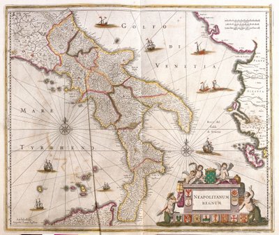 Napolilaisen kuningaskunnan kartta (Italia) (etsaus tekijältä Frederick de Wit
