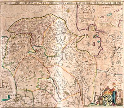 Groningenin maakunnan kartta (Alankomaat) (etsaus tekijältä Frederick de Wit